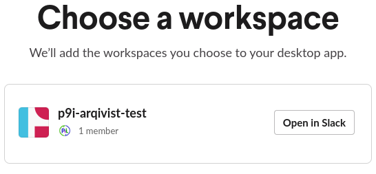 Slack Web UI - Choose a workspace to deploy the Slack app
